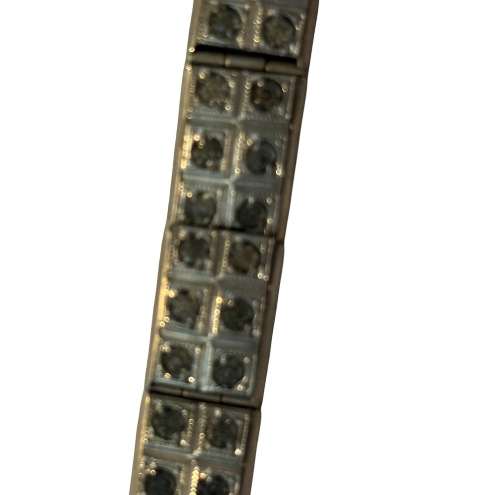 Vintage Silver Tone Rhinestone‎ Link Bracelet Womens Jewelry Glam Party